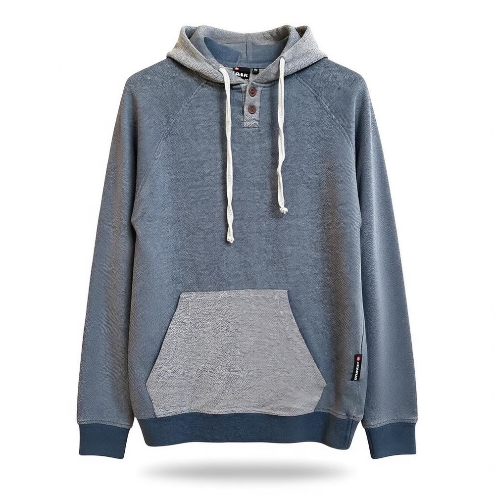 Airwalk Men’s Medium Pullover Hoodie Henley Button Gray 90’s skater vibes